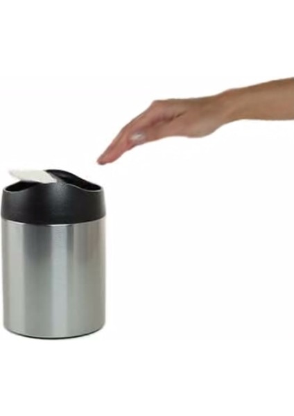 1,5 Lt. Sallanan Kapaklı, Tezgah Üstü Çöp Kutusu - Mat Çelik fiyatları