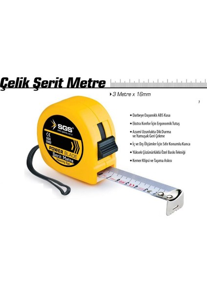 Çelik Şerit Metre 3 Mt 090302