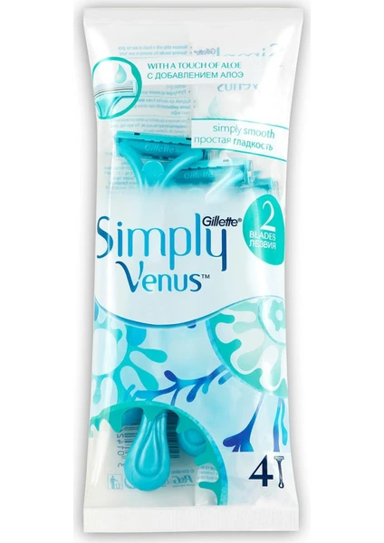 Gillette Venus Simply 2 Blades Mavi 4'lü