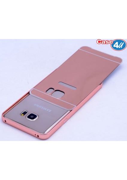 Samsung Galaxy J5 Prime Metal Kenarlı Aynalı Kapak Gri*