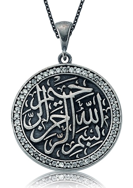 Bayan Lili Gümüş Besmele-i Şerif Kolye