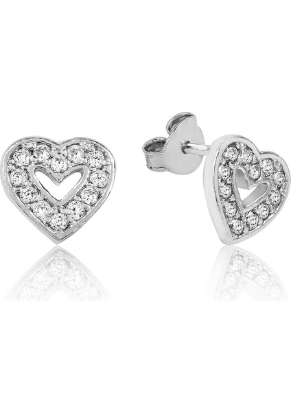 Bayan Lili Gümüş Kalp Küpe