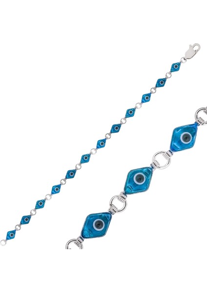 MeryemZeynep Gümüş Mekik Nazar Bileklik