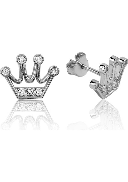 MeryemZeynep Gümüş Taç Küpe