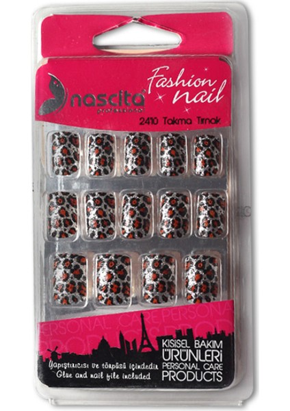 24 Lü Takma Tırnak Leopar Desenli