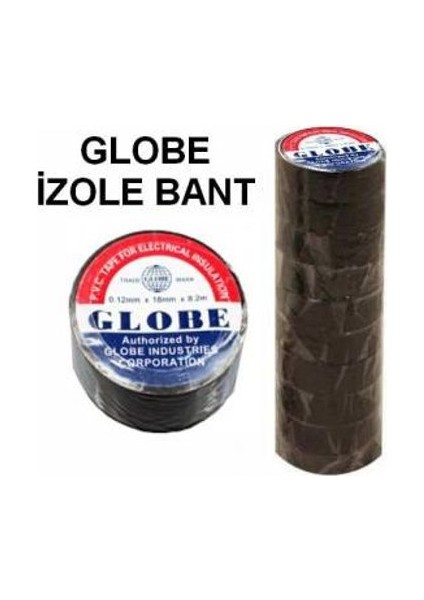 Globe Plastik İzole Elektrik Bandı - Siyah (10' lu Paket)