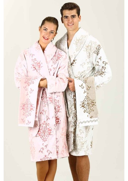 Emıly Kadife Aile Bornoz Seti Pudra Kahve