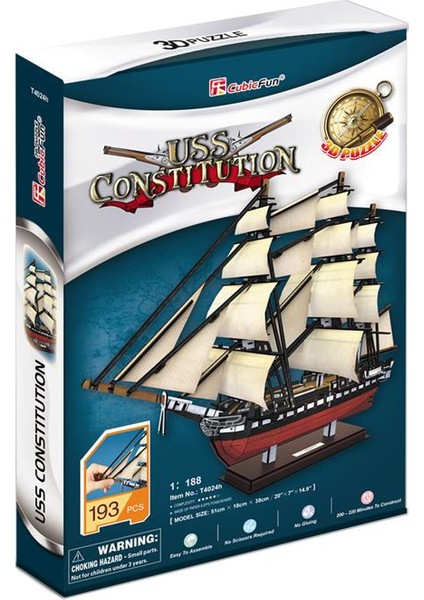 Cubic Fun 3D Puzzle 193 Parça Uss Constitution Gemisi