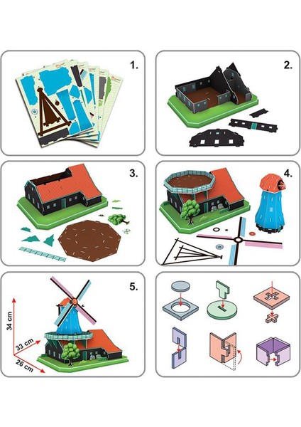 Cubic Fun 3D Puzzle 71 Parça Yel Değirmeni - Hollanda