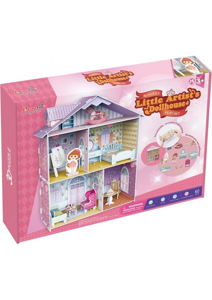 3D 60 Parça Çocuk Puzzle Küçük Artistin Evi