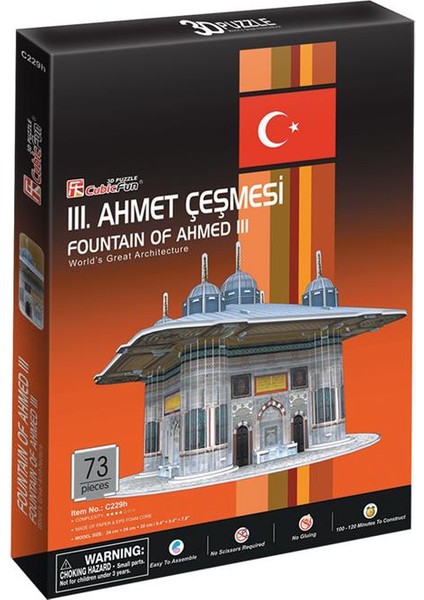 3D Puzzle 73 Parça III. Ahmet Çeşmesi 24x 24x20 C229h