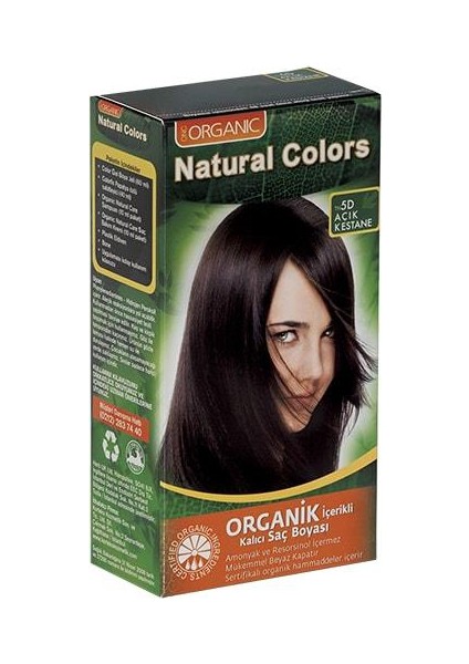 Organic Natural Colors Bitkisel Kalıcı Saç Boyası  5D Açık Kestane