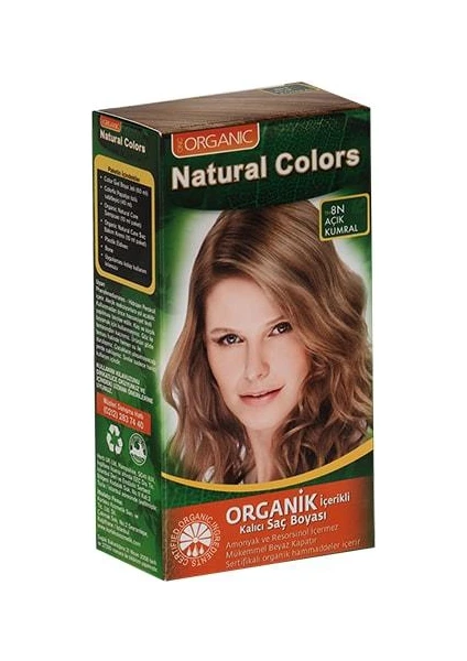 Organic Natural Colors Bitkisel Kalıcı Saç Boyası  8N Açık Kumral