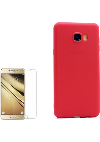 Samsung Galaxy C5 Kılıf Premier Silikon Yumuşak Arka Kapak +Cam