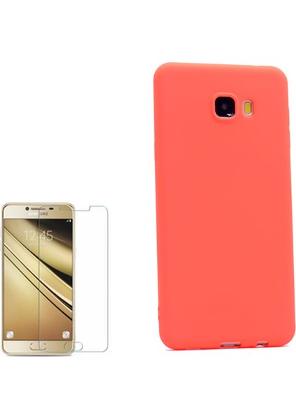 Samsung Galaxy C5 Kılıf Premier Silikon Yumuşak Arka Kapak +Cam