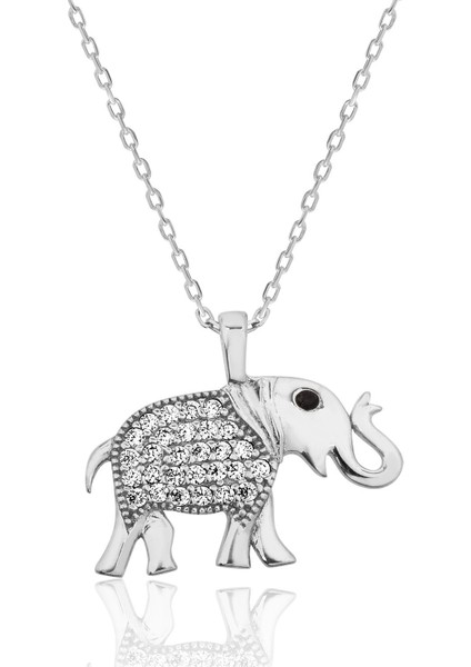 Bayan Lili Gümüş Fil Kolye