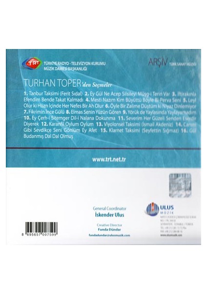 Turhan Toper - Trt Cd Arsıv 174 (CD)