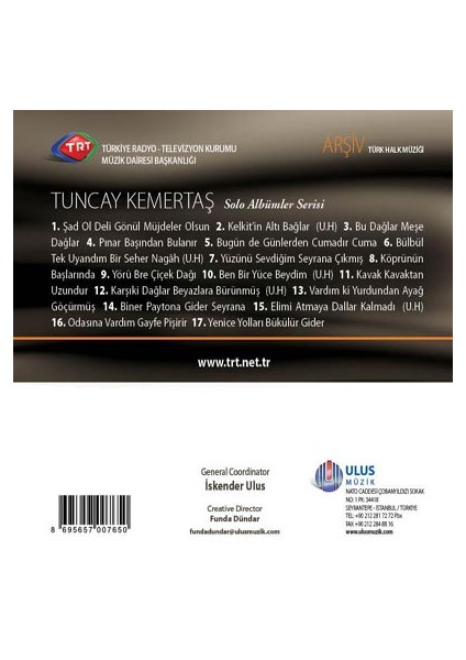 Tuncay Kemertas - Trt Cd Arsıv 180