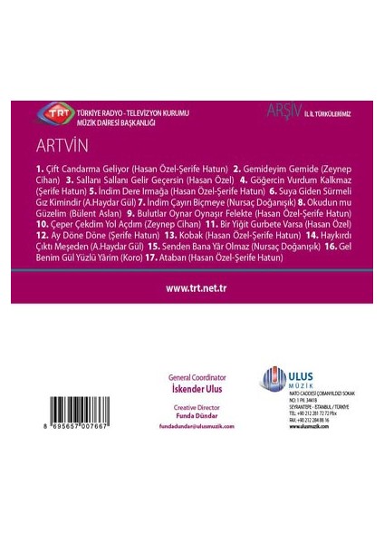 Artvın - Trt Cd Arsıv 181 (CD)