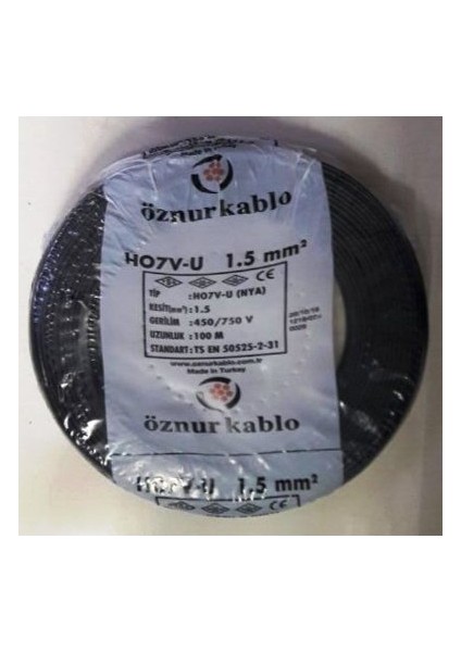 1,5 Mm Nya Kablo Tek Damar Siyah