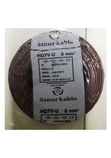 6 Mm Nya Kablo Tek Damar Kahverengi