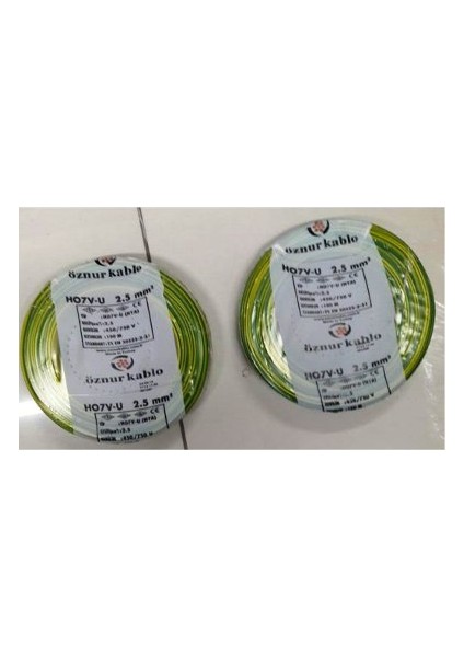 2,5 Mm Nya Kablo Tek Damar Sarıyeşil 10 Metre