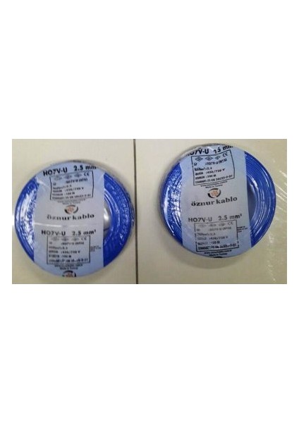 2,5 Mm Nya Kablo Tek Damar Mavi 20 Metre