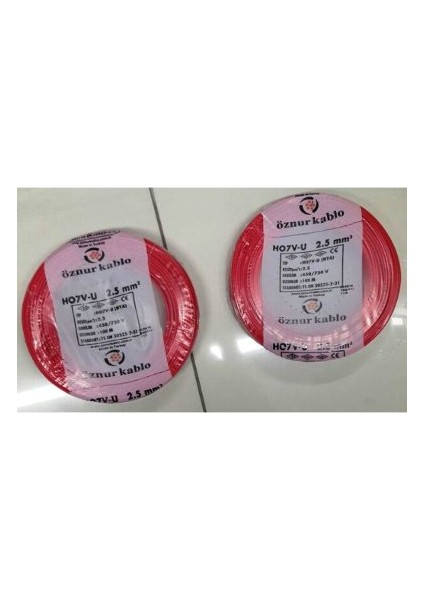 2,5 Mm Nya Kablo Tek Damar Kırmızı 10 Metre