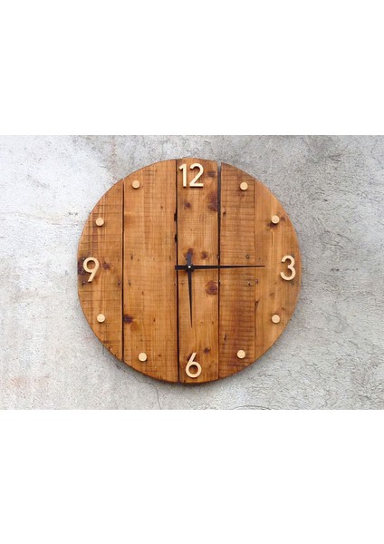 Ahşap Yuvarlak Duvar Saati