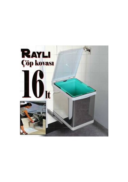 Gürçay Raylı Çöp Kovası 16 Lt.