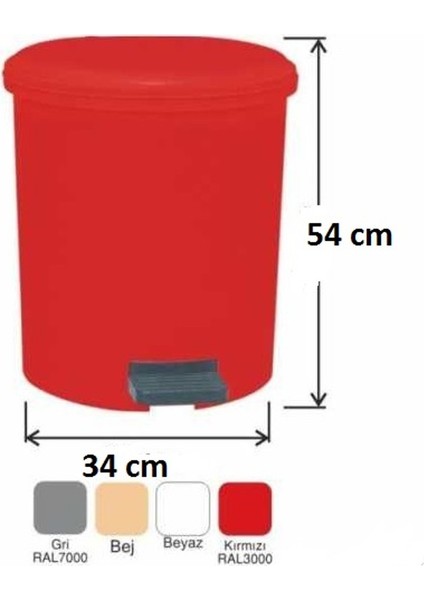Çöp Kovası Pedallı 40 Litre Kırmızı