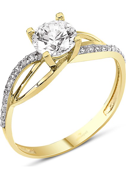 AltınSepeti Zirkon Taşlı Altın Yüzük AS8Y23 14