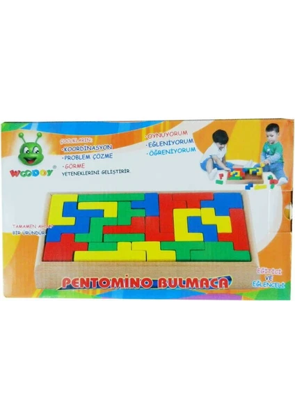 Renkli Ahşap Pentomino Bulmaca Bloklar 0623