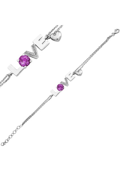 Ametist 'Kalbim Senin' Pırlanta Bileklik (Gpb0027)