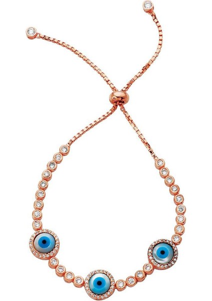 Roz 3 Göz Gümüş Bileklik (Gb00117)