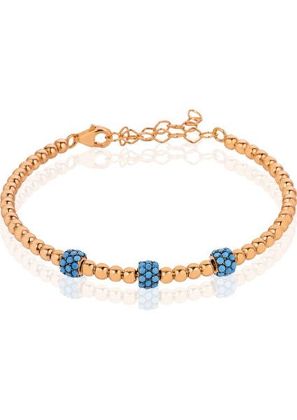 Üç Tohum Firuze Rose Gümüş Bileklik (Gb00343)