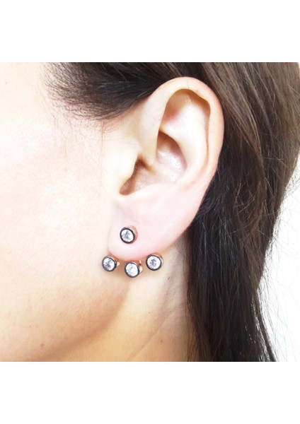 4 Taşlı Elmas Piercing Roz Gümüş Küpe (Gp00131)
