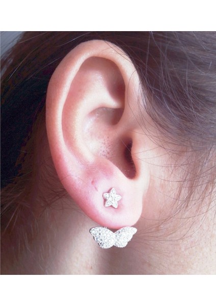 Melek Kanadı Piercing Gümüş Küpe (Gp00303)