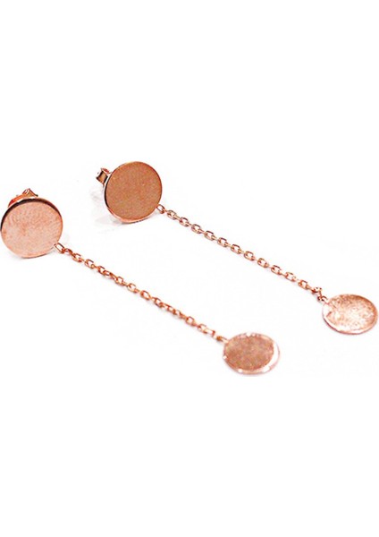 Sallantılı Yuvarlak Rose Gümüş Küpe (Gp00166)