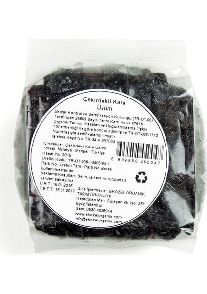 Organik Siyah Kuru Üzüm 250 Gr. fiyatları