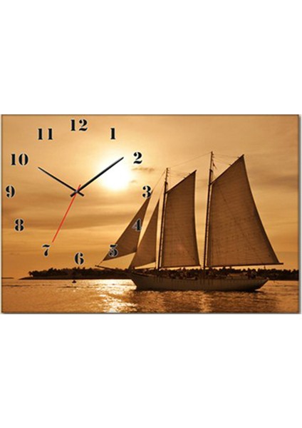 - Deniz Gemi Canvas Tablo Saat - 45X30cm