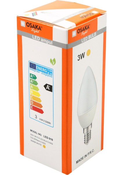 Osakalight 6W Led E14 Buji Ampul - Günışığı - 3'lü Paket