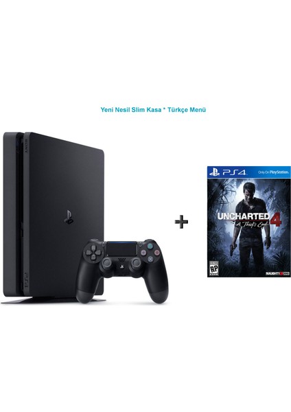 Ps4 Slim 500 GB Oyun Konsolu + Uncharted 4 -Türkçe Menü