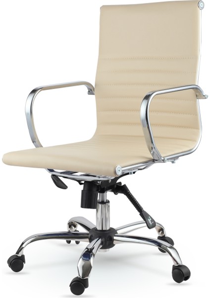 Chrome Çalışma Koltuğu Krem