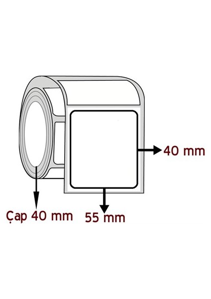Eko Termal 40 mm x 55 mm Barkod Etiketi Çap 40 mm (6 Rulo)