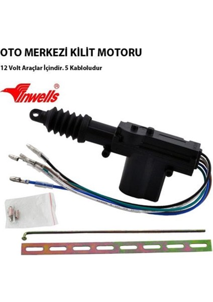 İnwells Merkezi Kilit Motoru Tek Motor 5 Kablo 12 Volt ( Ön Kapı )