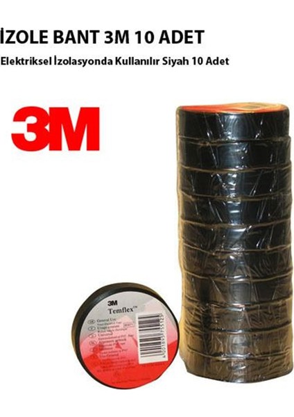 Ozy Elektrik İzole Bant 3M Siyah Üst Kalite 10 Lu