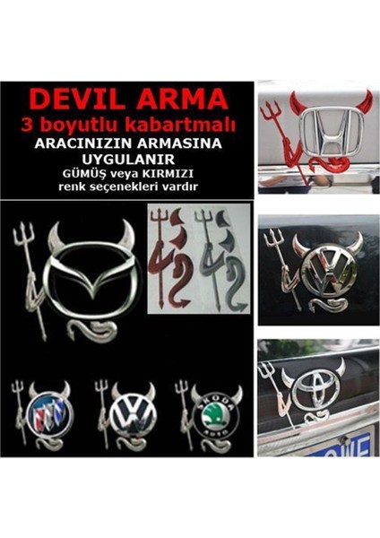 Ozy Devil Sticker Şeytan Arma 3 Boyutlu Kırmızı Renk