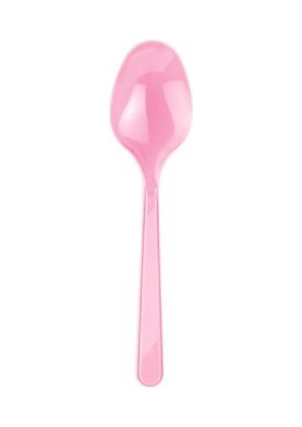Plastik Renkli Pembe Kaşık 100 Adet(4 Paket)