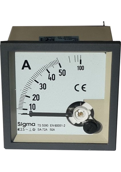 Analog Ampermetre 0-50 Amper Direkt 72X72 Mm Pano Tipi